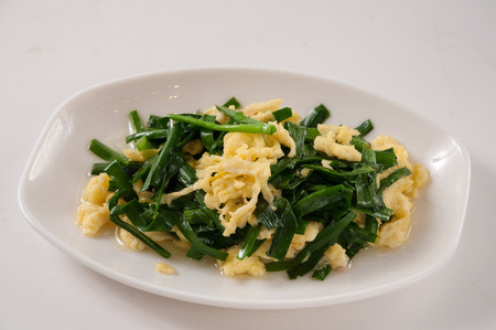 Scrambled egg with leekの写真素材