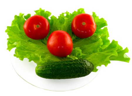 The vegetables lying on the transparent plateの写真素材