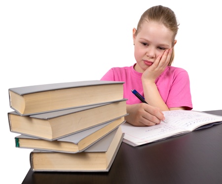 The girl does homeworkの写真素材