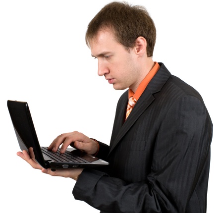 The young businessman with a laptopの写真素材