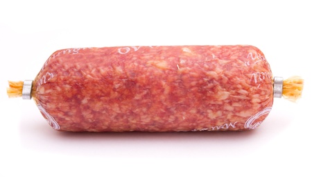 Salami isolated on a white backgroundの写真素材