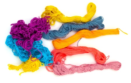 Multi-colored threads of a mouline thread