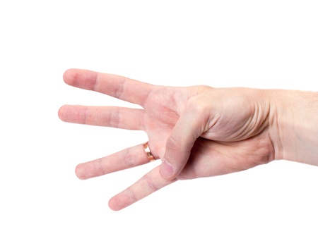 hand signal isolated on white backgroundの写真素材