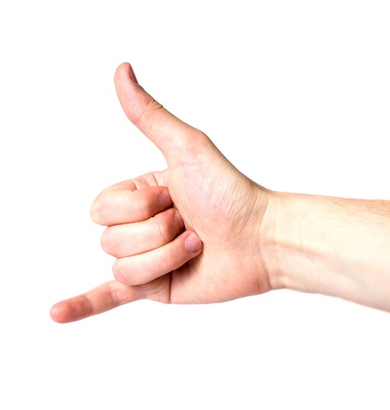 hand signal isolated on white backgroundの写真素材