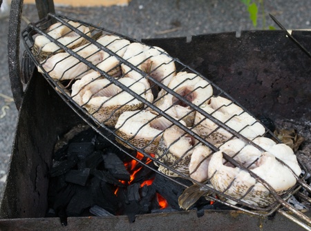 The baked fish. A shish kebab.の写真素材