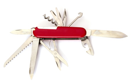 Swiss knife isolated on whiteの写真素材