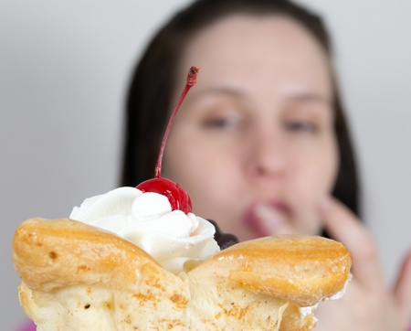 Cake with a cherryの写真素材