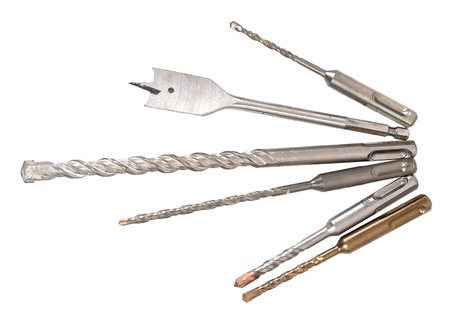 Lot of drills isolated on white background