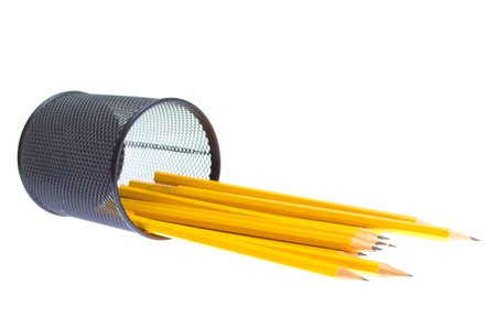 Pencils in the pencil holdersの写真素材