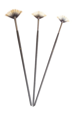 paint brushes on a white backgroundの写真素材