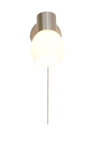 Lighted classic sconce on white の写真素材