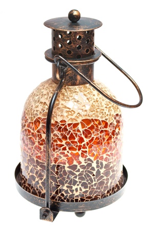 Vintage metal lamp of a mosaic of a whiteの写真素材