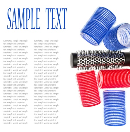 curler and brush isolated on whiteの写真素材