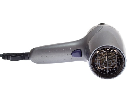 Hair dryer isolated on whiteの写真素材