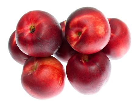 Nectarines on a white background の写真素材