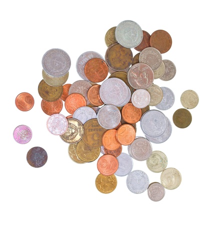 Coins isolated on white backgroundの写真素材
