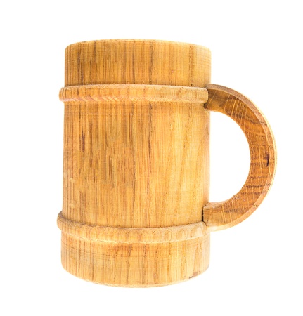 wooden bowl on a white backgroundの写真素材