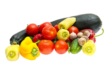 fresh vegetables on the white backgroundの写真素材