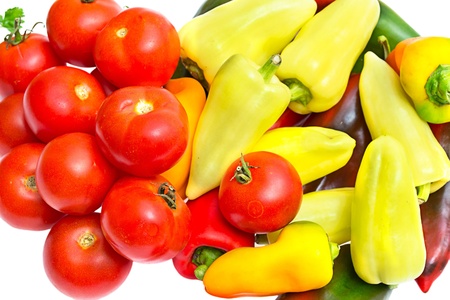 fresh vegetables isolated on white  の写真素材
