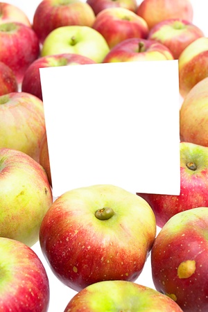 Apples  background with white blank for textの写真素材