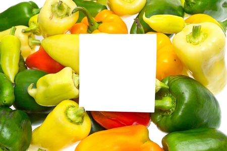 Raw and Fresh Vegetable Bell Pepper on white background with blank for textの写真素材
