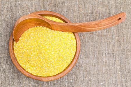 millet in wooden bowl の写真素材