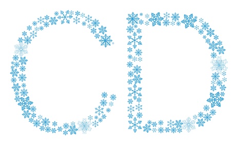 Beautiful frosty letters of snowflakes on a white background. vector.のイラスト素材