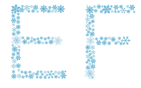 Beautiful frosty letters of snowflakes on a white background. vector.のイラスト素材
