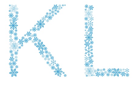 Beautiful frosty letters of snowflakes on a white background. vector.のイラスト素材