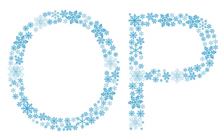 Beautiful frosty letters of snowflakes on a white background. vector.のイラスト素材