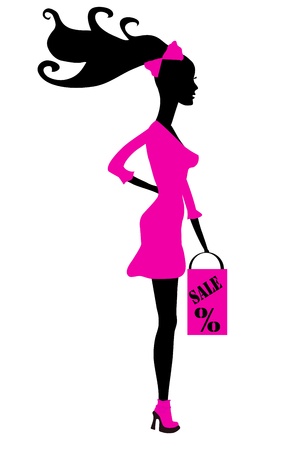 shopping girl silhouette - seasonal saleのイラスト素材