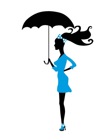 beautiful woman with umbrellaのイラスト素材