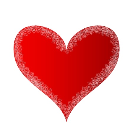 Red heart with silver laceのイラスト素材
