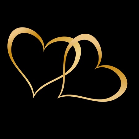 Two golden hearts on blackのイラスト素材