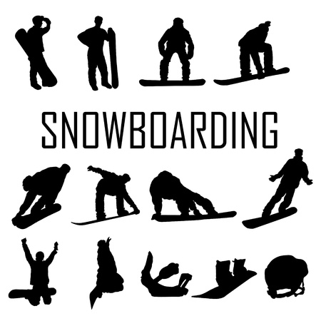 Snowboarder man vector silhouetteのイラスト素材