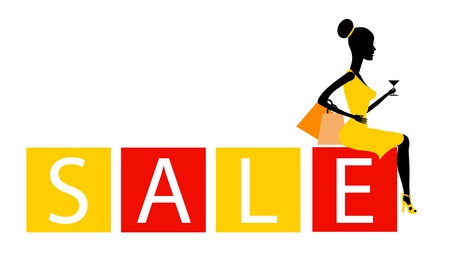 big sale concept with a beautiful girl in vectorのイラスト素材