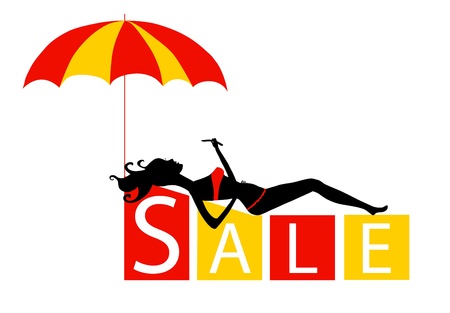 big sale concept with a beautiful girl in vectorのイラスト素材