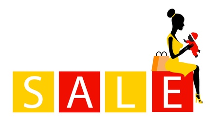 big sale concept with a beautiful girl in vectorのイラスト素材