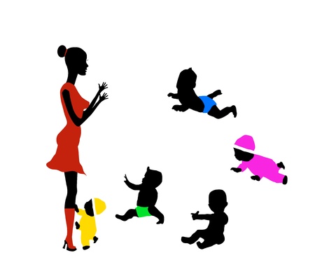 mother and childrenのイラスト素材