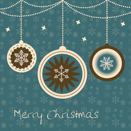 Christmas card with balls and snowflakes. vector illustrationのイラスト素材
