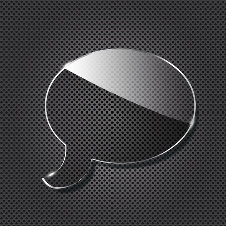 Glass chat symbol on black metallic background. Vector illustration.のイラスト素材