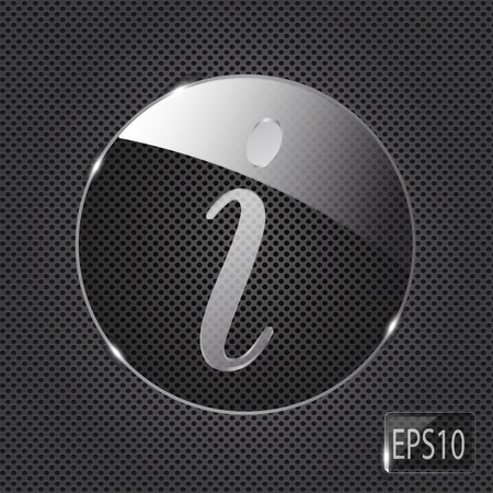 Glass information button icon on metal background. Vector illustrationのイラスト素材
