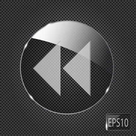 Glass  button icon on metal background. Vector illustrationのイラスト素材