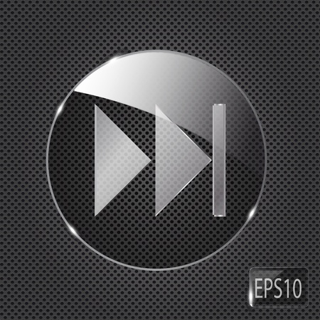 Glass  button icon on metal background. Vector illustrationのイラスト素材