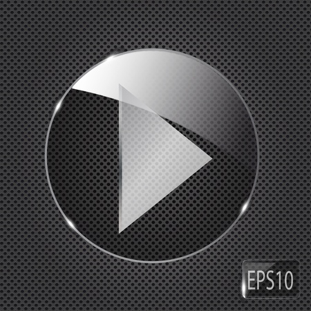 Glass  button icon on metal background. Vector illustrationのイラスト素材