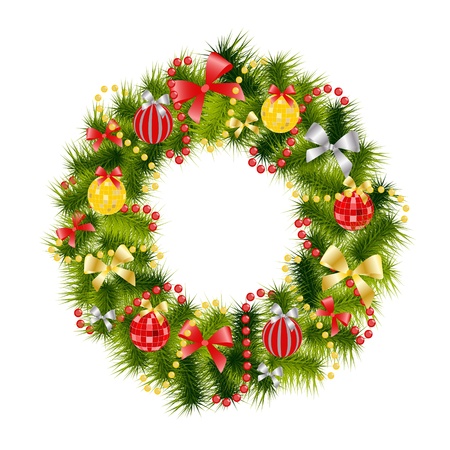 realistic christmas wreathのイラスト素材