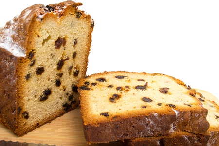 slices of cake with raisinsの写真素材