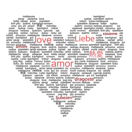 Love concept word in many languages of the world in red and black colorのイラスト素材