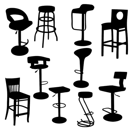 Set of bar Armchairs Silhouettesのイラスト素材