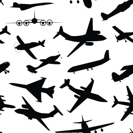 Aircraft, airplane, plane flying vector seamless travel transport background .のイラスト素材
